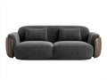 Canapé 2 places - tissu-bois - 186x101x72 cm - gris foncé-noir - luxe contemporain