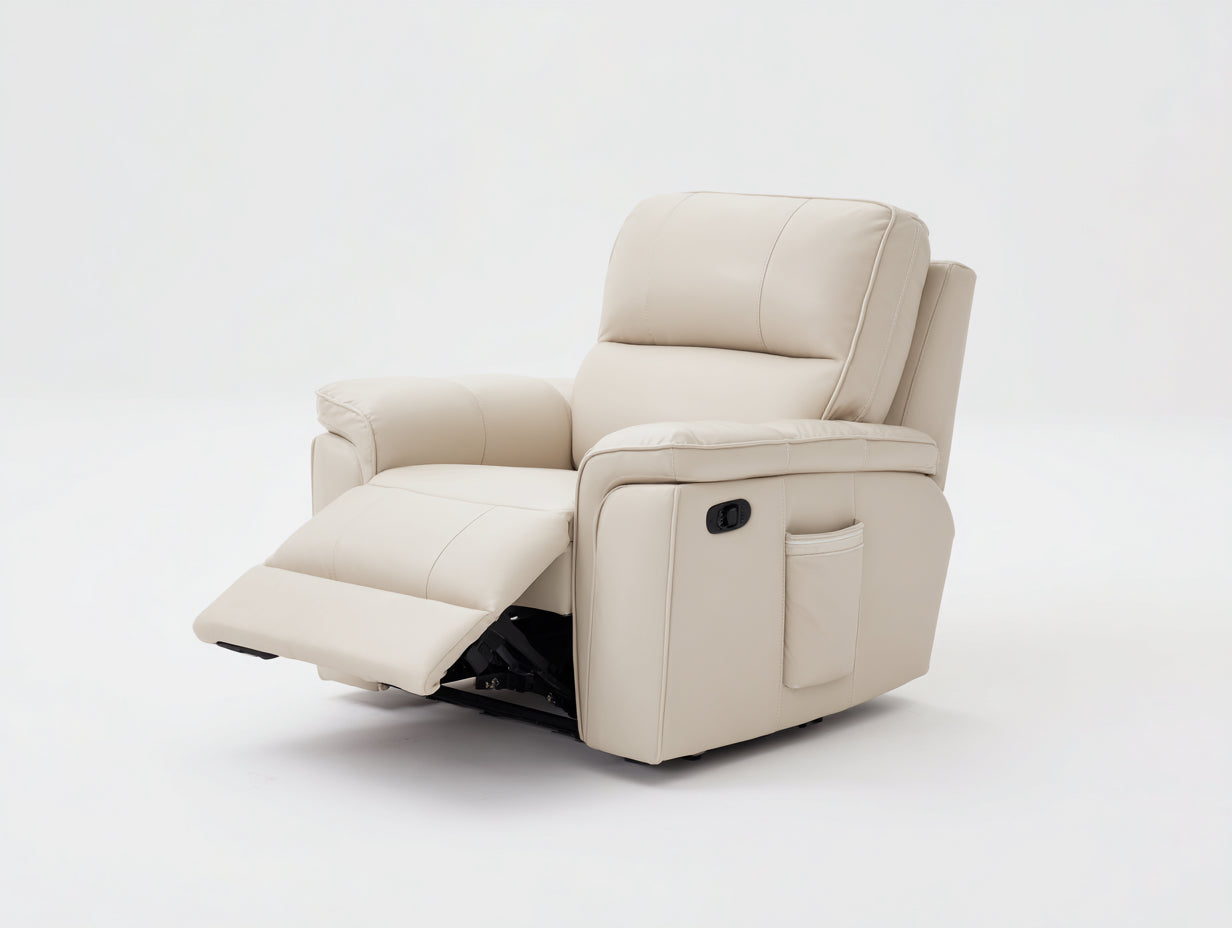 Fauteuil relax - similicuir - 104x96x108 cm - beige - moderne