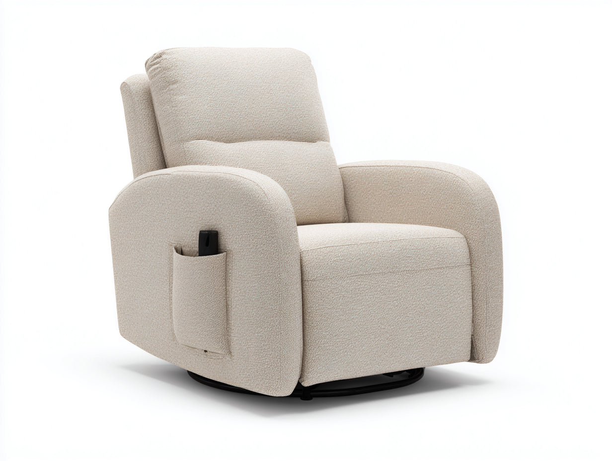 Fauteuil relax - tissu bouclé - 100x91x104 cm - beige - moderne