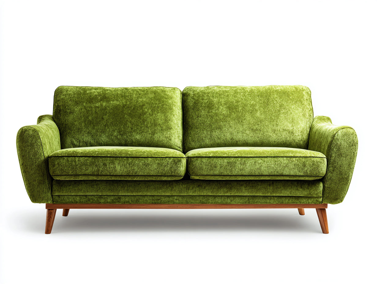 Canapé 2 places - velours-bois - 187x80x76 cm - vert - design moderne