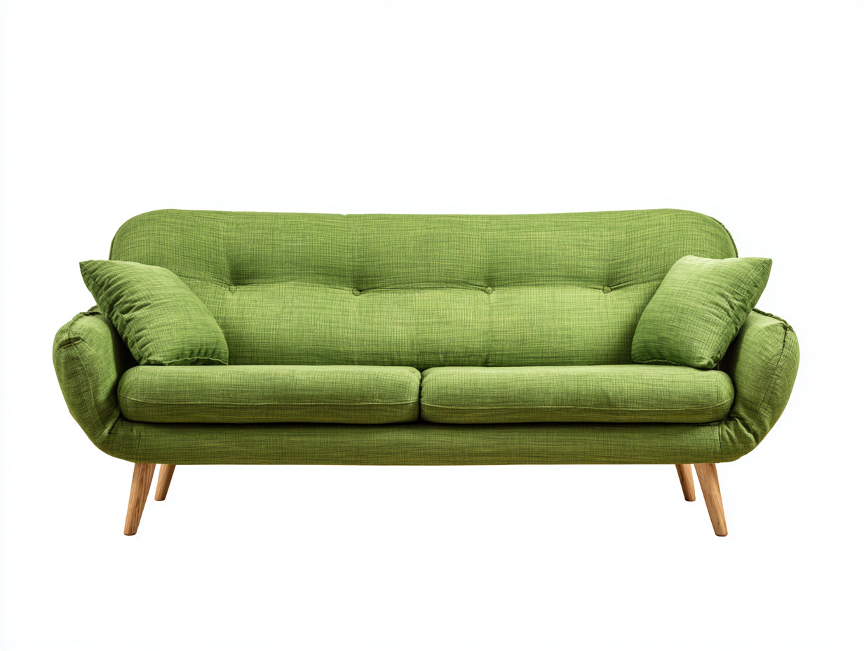 Canapé 2 places - tissu-bois - 190x83x77 cm - vert - design scandinave