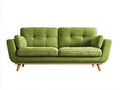 Canapé 2 places - velours-bois - 189x82x79 cm - vert - design rétro