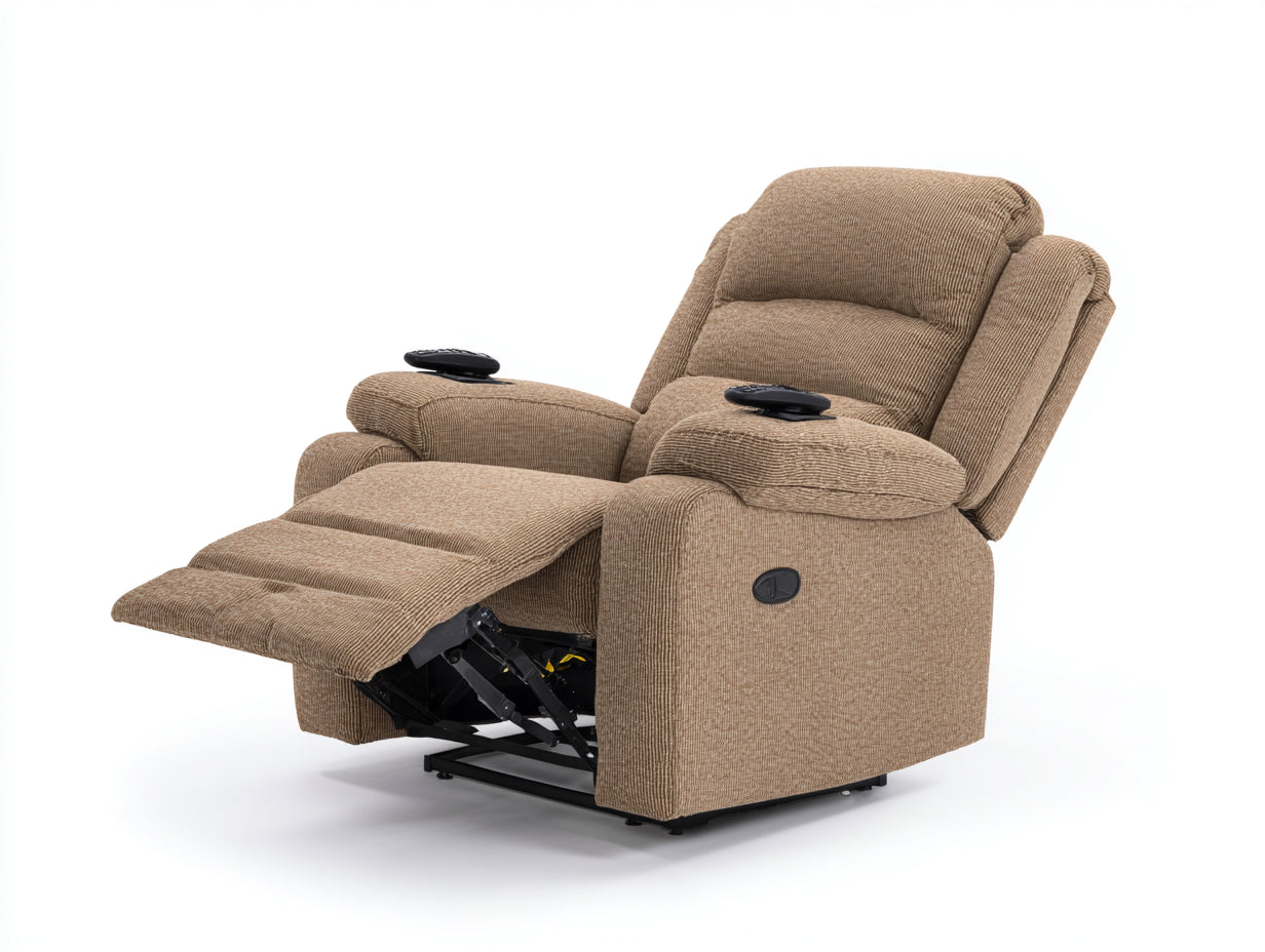 Fauteuil relax - tissu - 109x97x110 cm - brun clair - moderne