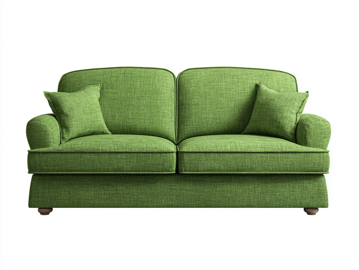 Canapé 2 places - tissu-bois - 183x80x75 cm - vert - style classique