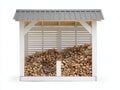 Abri à bûches - bois - 208x86x178 cm - blanc-gris - style fonctionnel