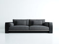 Canapé 2 places - tissu-bois - 188x92x78 cm - gris foncé-noir - contemporain