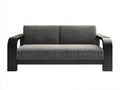 Canapé 2 places - tissu-bois - 174x84x76 cm - gris foncé-noir - contemporain