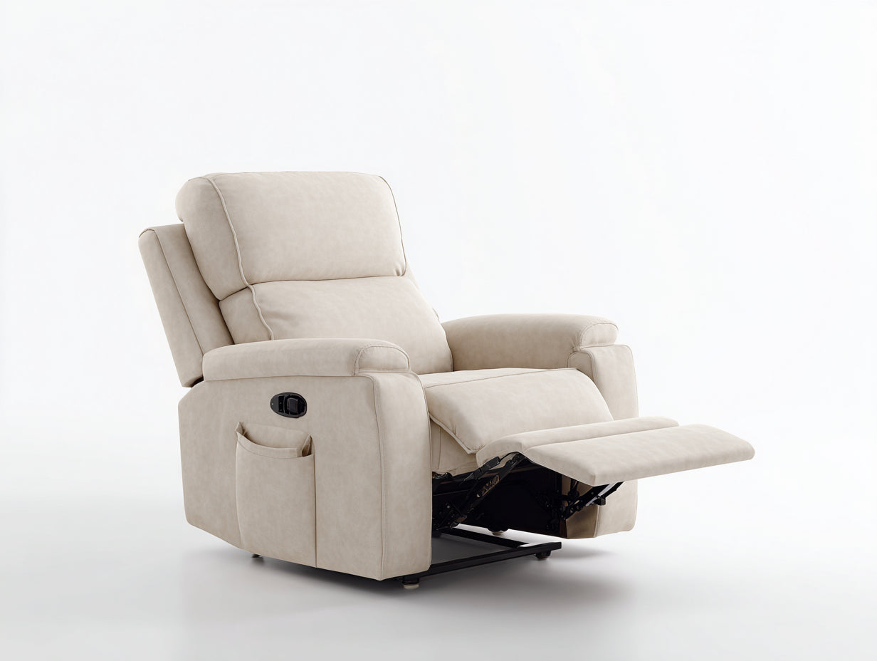 Fauteuil relax - microfibre - 103x94x106 cm - beige - moderne