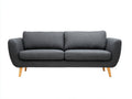 Canapé 2 places - tissu-bois - 186x81x79 cm - gris foncé - design scandinave