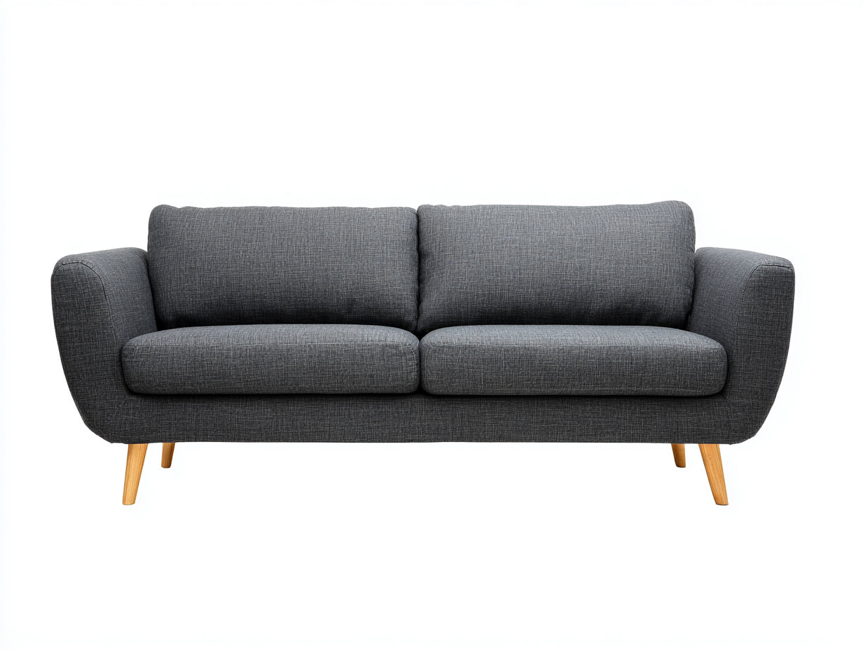 Canapé 2 places - tissu-bois - 186x81x79 cm - gris foncé - design scandinave