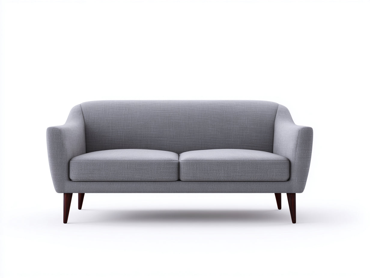 Canapé 2 places - tissu-bois - 166x81x85 cm - gris clair - scandinave