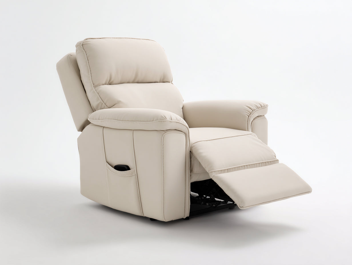 Fauteuil relax - similicuir - 102x94x106 cm - beige - moderne