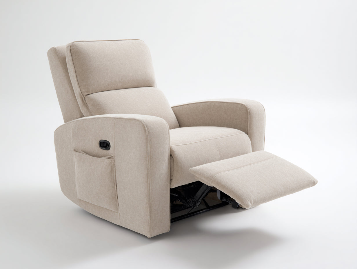 Fauteuil relax - tissu - 101x93x105 cm - beige - moderne
