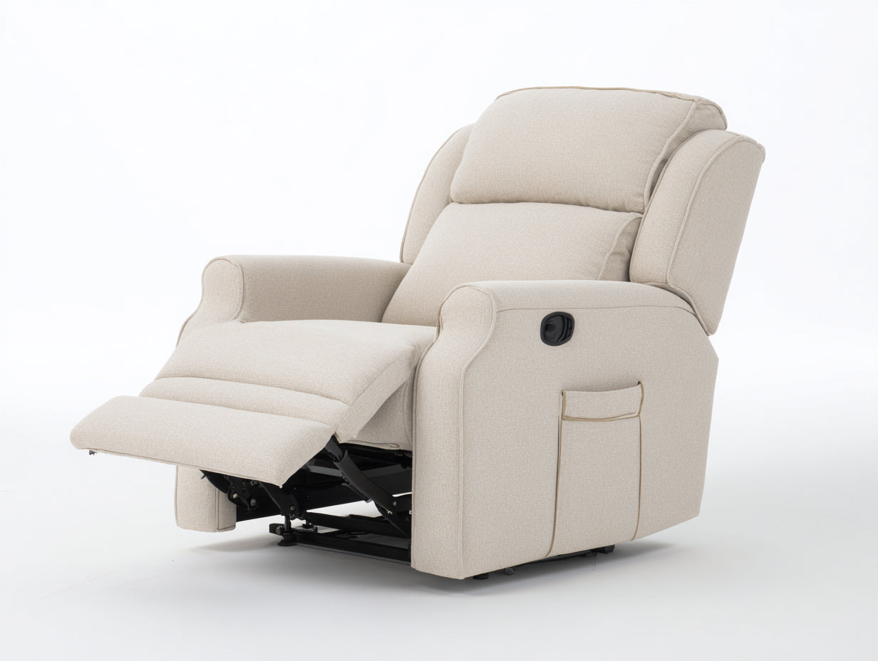 Fauteuil relax - tissu - 106x95x107 cm - beige - moderne