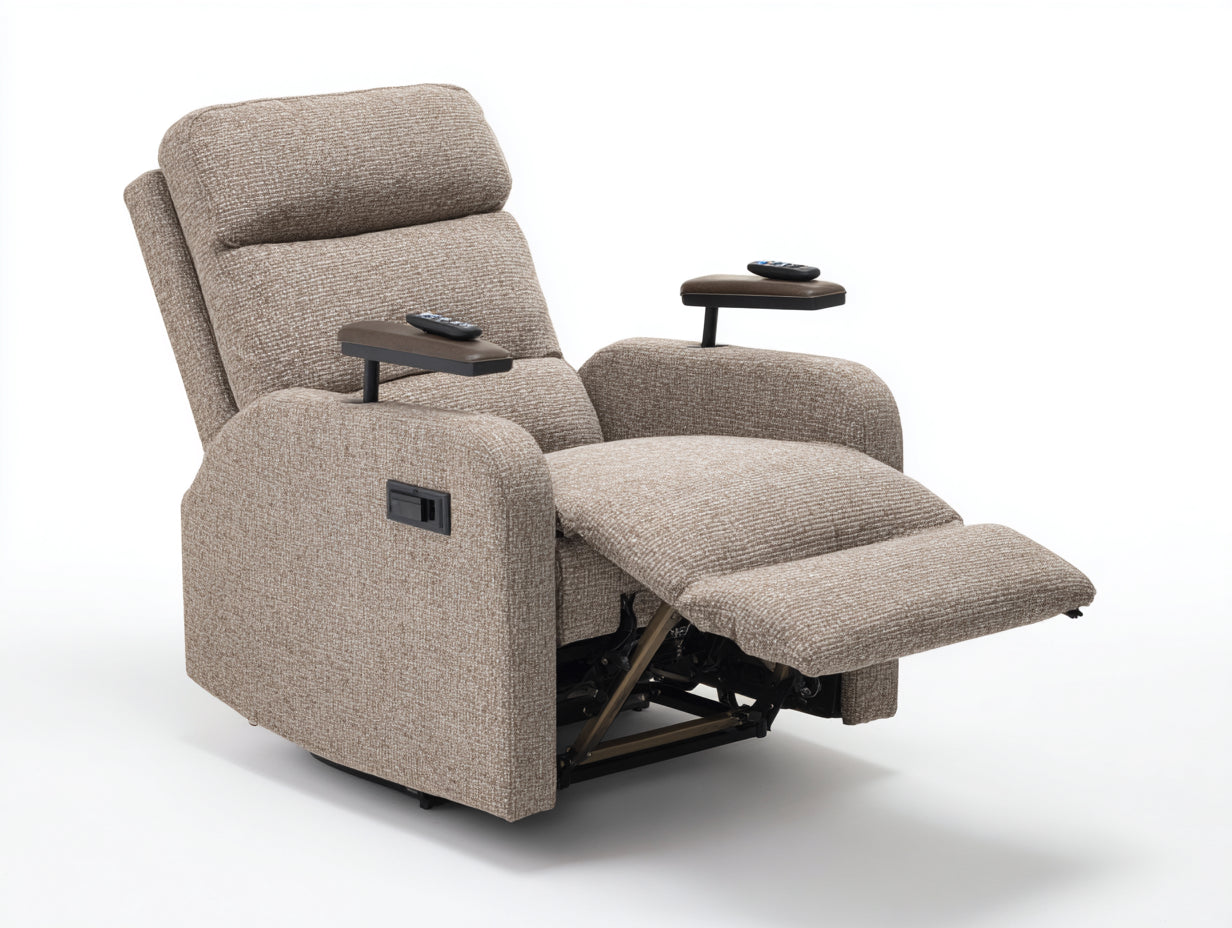Fauteuil relax - tissu - 107x95x108 cm - brun clair - moderne