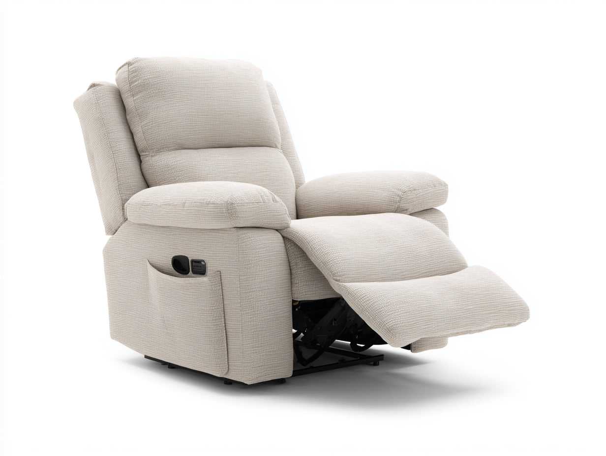 Fauteuil relax - tissu - 102x94x107 cm - beige - moderne