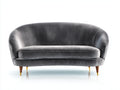 Canapé 2 places - velours-bois-métal - 178x79x83 cm - gris foncé - design arrondi