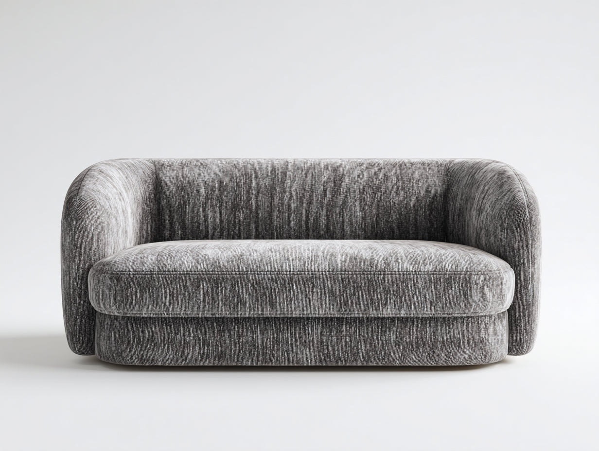 Canapé 2 places - tissu - 181x82x76 cm - gris - design moderne