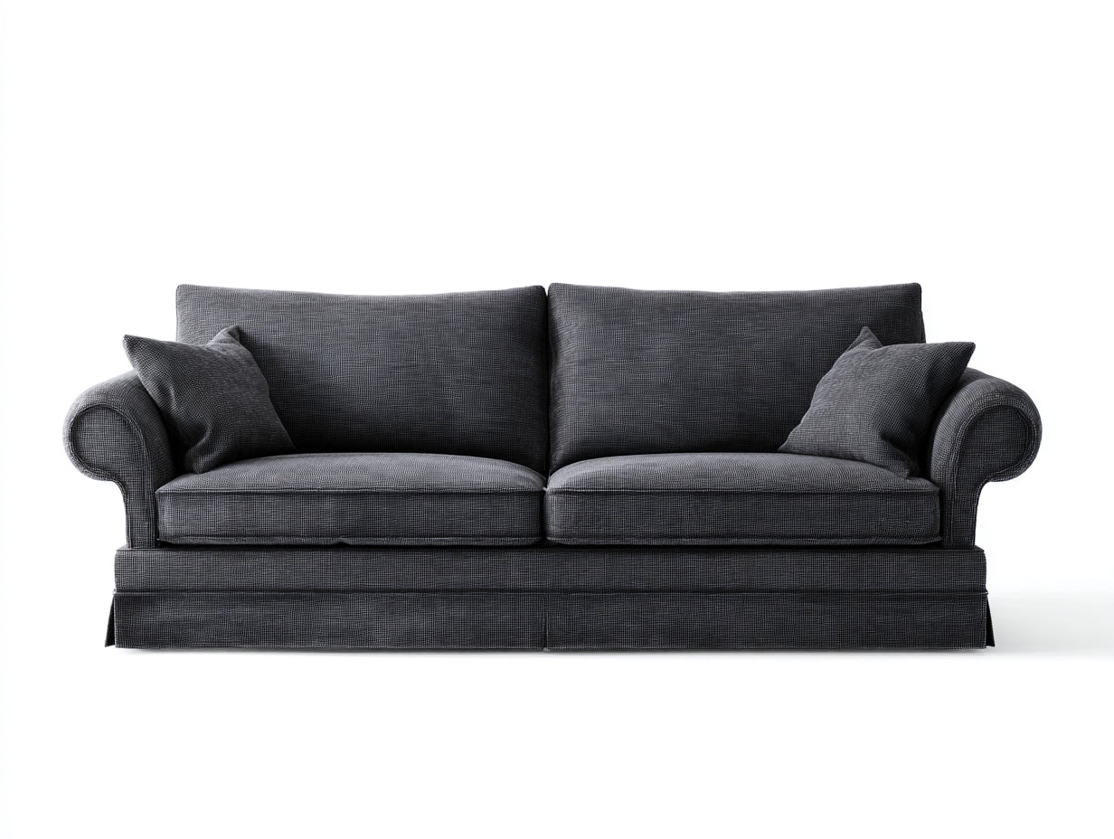 Canapé 2 places - tissu - 188x84x80 cm - gris foncé - style classique