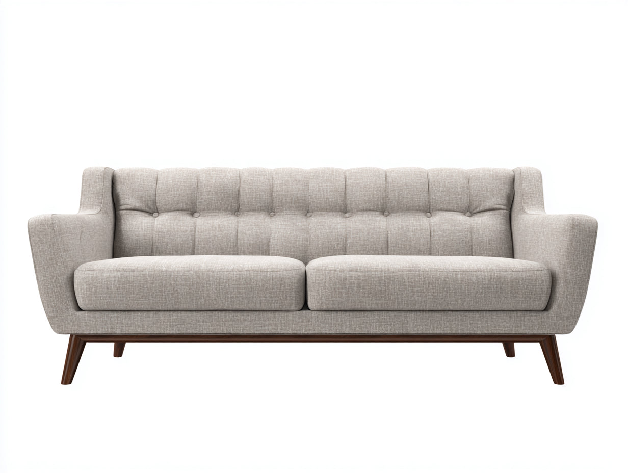 Canapé 2 places - tissu-bois - 184x88x84 cm - beige clair - scandinave