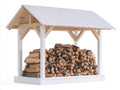 Abri à bûches - bois - 246x92x188 cm - blanc-naturel - style chalet