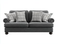 Canapé 2 places - tissu-bois - 187x85x78 cm - gris foncé - style classique