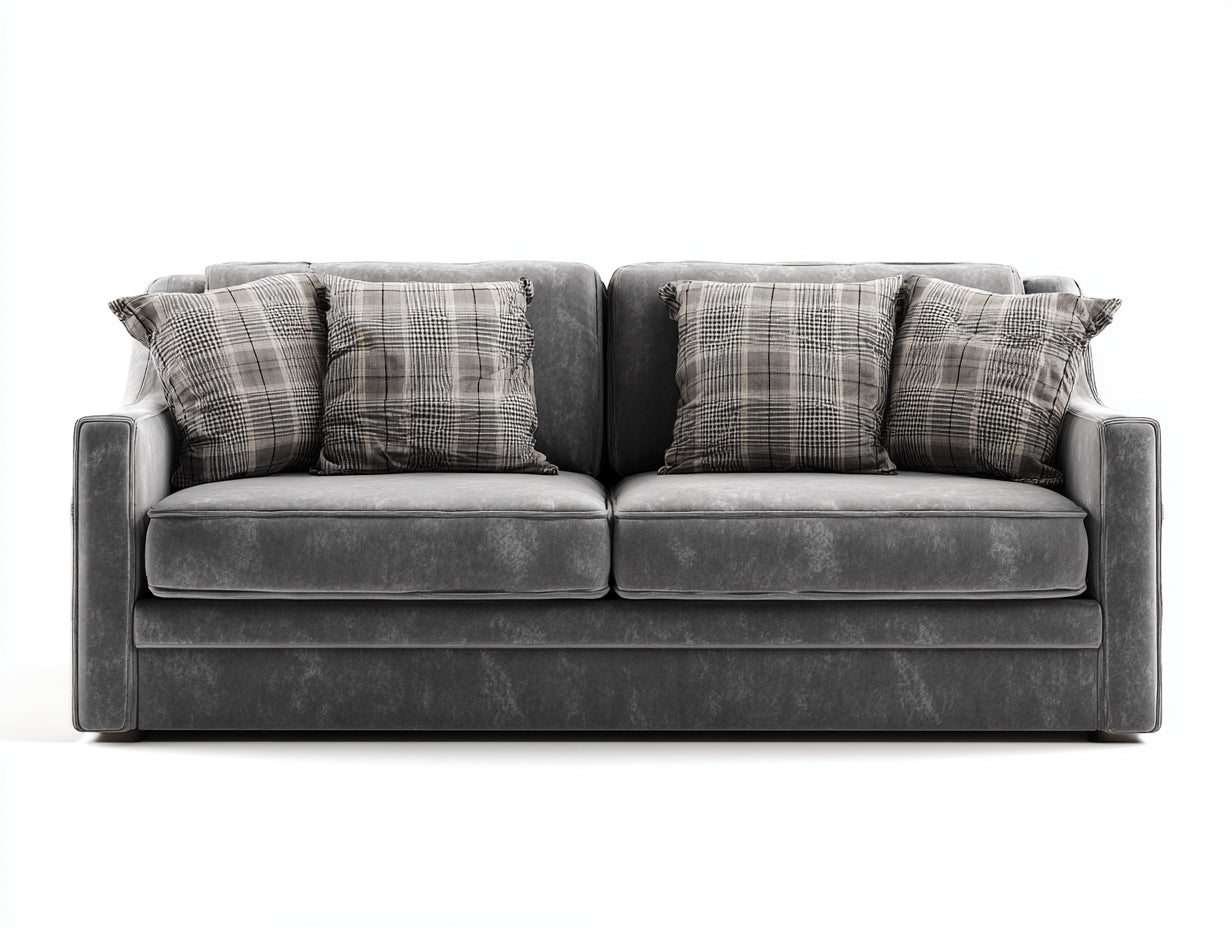 Canapé 2 places - velours - 185x83x77 cm - gris - style contemporain