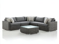Canapé de jardin - Résine tressée-Tissu-Verre - 280x280x80 cm - Gris foncé-Gris clair - Contemporain