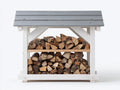 Abri à bûches - bois - 96x52x108 cm - blanc-gris - style compact