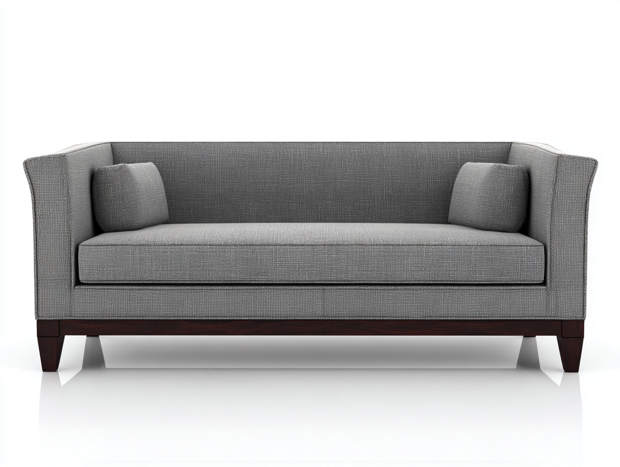 Canapé 2 places - tissu-bois - 178x80x79 cm - gris - classique contemporain