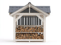Abri à bûches - bois - 216x92x198 cm - naturel-gris - style chalet