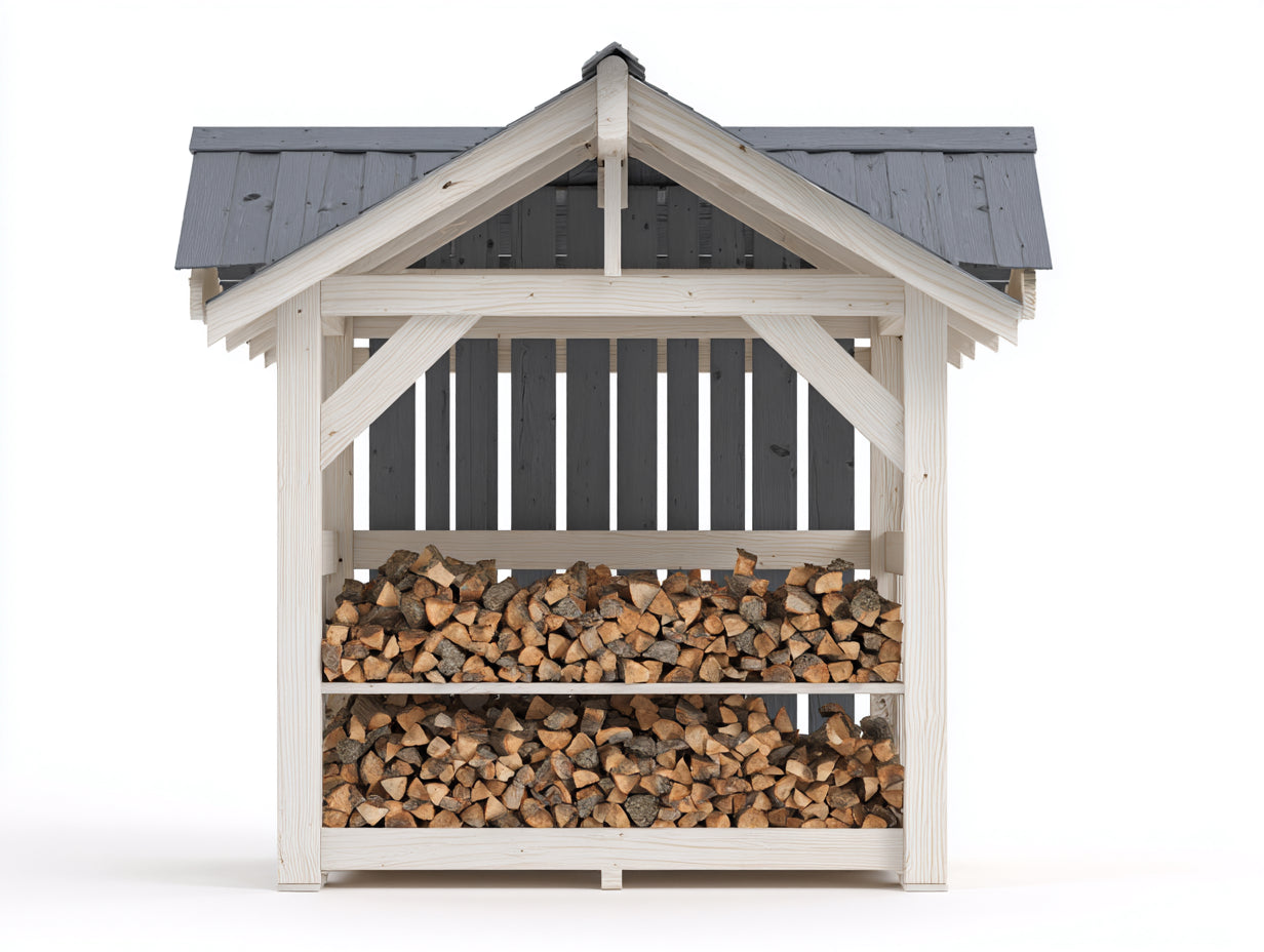 Abri à bûches - bois - 216x92x198 cm - naturel-gris - style chalet