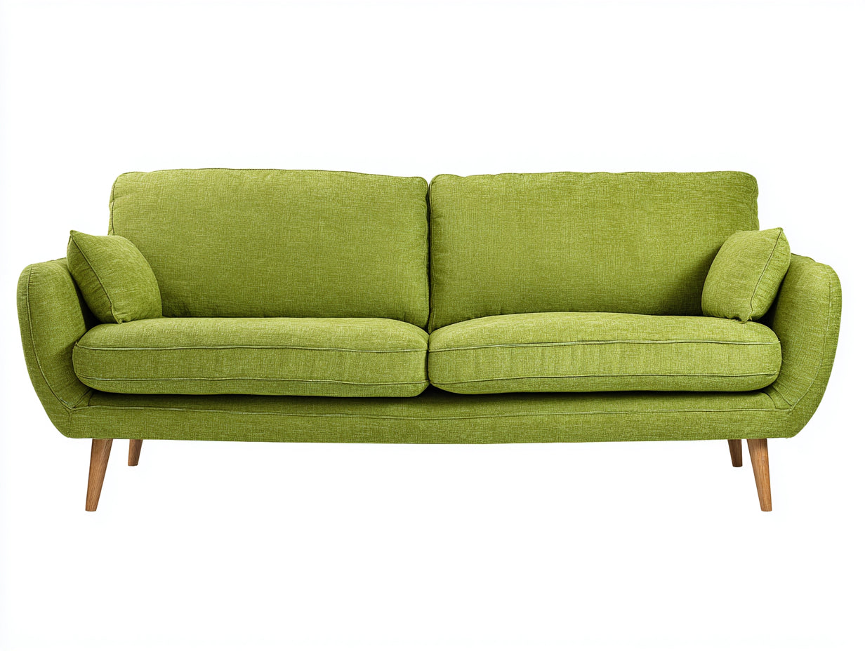 Canapé 2 places - tissu-bois - 192x84x78 cm - vert - design scandinave