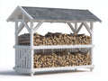 Abri à bûches - bois - 248x94x212 cm - blanc-gris - style chalet